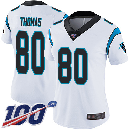 Carolina Panthers Limited White Women Ian Thomas Road Jersey NFL Football #80 100th Season Vapor Untouchable->carolina panthers->NFL Jersey